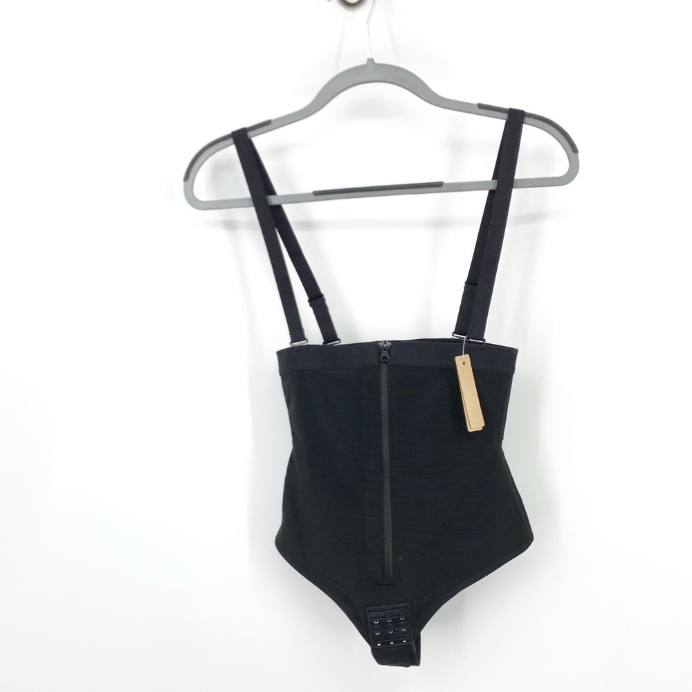 Shapellx Women Size Small Shapewear Black Thong Panty Open Bust Tummy Control‎
